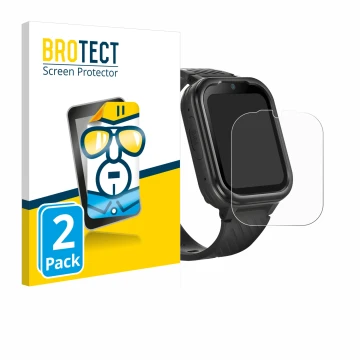 Vorderseite einer Produktverpackung mit dem Markenlogo BROTECT. Daneben ist das Gerät RAYOFI Kids Smartwatch mit dem zugehörig