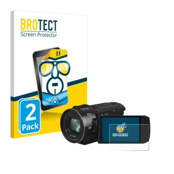 Vorderseite einer Produktverpackung mit dem Markenlogo BROTECT. Daneben ist das Gerät Panasonic HC-VX3 mit dem zugehörigen Dis