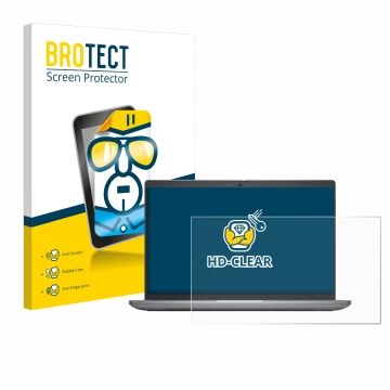 Vorderseite einer Produktverpackung mit dem Markenlogo BROTECT. Daneben ist das Gerät Dell Latitude 5450 Laptop 14