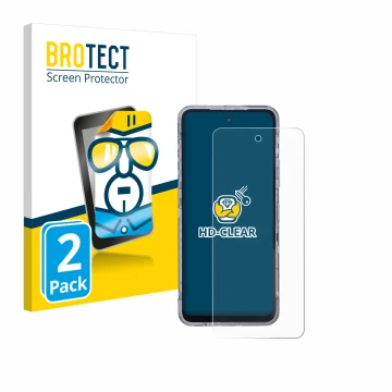 Vorderseite einer Produktverpackung mit dem Markenlogo BROTECT. Daneben ist das Gerät AGM X6 Phantom mit dem zugehörigen Displ