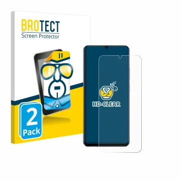 Vorderseite einer Produktverpackung mit dem Markenlogo BROTECT. Daneben ist das Gerät realme Note 60 4G mit dem zugehörigen Di