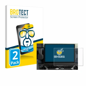 Vorderseite einer Produktverpackung mit dem Markenlogo BROTECT. Daneben ist das Gerät Dacia Duster Infotainment System (2024) 