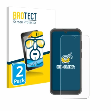 Vorderseite einer Produktverpackung mit dem Markenlogo BROTECT. Daneben ist das Gerät Blackview BV5200 Pro mit dem zugehörigen