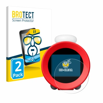 Vorderseite einer Produktverpackung mit dem Markenlogo BROTECT. Daneben ist das Gerät Nintendo Sound Clock Alarmo mit dem zuge