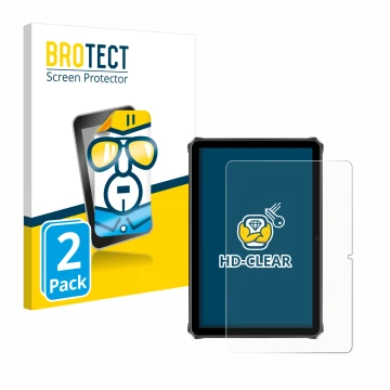 Vorderseite einer Produktverpackung mit dem Markenlogo BROTECT. Daneben ist das Gerät Oukitel RT9 mit dem zugehörigen Displays