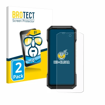 Vorderseite einer Produktverpackung mit dem Markenlogo BROTECT. Daneben ist das Gerät Ulefone Armor 27 mit dem zugehörigen Dis