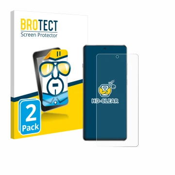 Vorderseite einer Produktverpackung mit dem Markenlogo BROTECT. Daneben ist das Gerät OnePlus 13R mit dem zugehörigen Displays