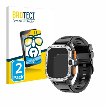 Vorderseite einer Produktverpackung mit dem Markenlogo BROTECT. Daneben ist das Gerät HS Smartwatch 2