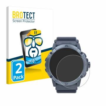 Vorderseite einer Produktverpackung mit dem Markenlogo BROTECT. Daneben ist das Gerät Coros Vertix 2S mit dem zugehörigen Disp