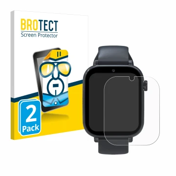 Vorderseite einer Produktverpackung mit dem Markenlogo BROTECT. Daneben ist das Gerät Forever Kids Smartwatch mit dem zugehöri
