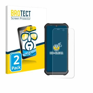 Vorderseite einer Produktverpackung mit dem Markenlogo BROTECT. Daneben ist das Gerät Sonim XP400 mit dem zugehörigen Displays