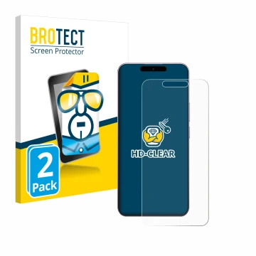 Vorderseite einer Produktverpackung mit dem Markenlogo BROTECT. Daneben ist das Gerät Oukitel P1 mit dem zugehörigen Displaysc