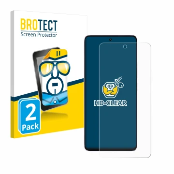 Vorderseite einer Produktverpackung mit dem Markenlogo BROTECT. Daneben ist das Gerät Xiaomi Poco M7 Pro 5G mit dem zugehörige