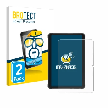 Vorderseite einer Produktverpackung mit dem Markenlogo BROTECT. Daneben ist das Gerät Hotwav R8 mit dem zugehörigen Displaysch