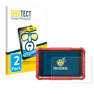 Vorderseite einer Produktverpackung mit dem Markenlogo BROTECT. Daneben ist das Gerät Launch X-431 PROS Elite Pro 5 mit dem zu