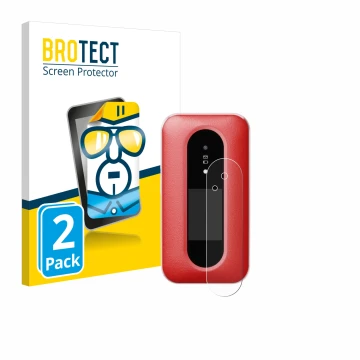 Vorderseite einer Produktverpackung mit dem Markenlogo BROTECT. Daneben ist das Gerät Doro Leva L30 (Äußeres Display) mit dem 