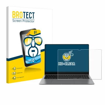 Vorderseite einer Produktverpackung mit dem Markenlogo BROTECT. Daneben ist das Gerät Samsung Galaxy Book5 Pro 16