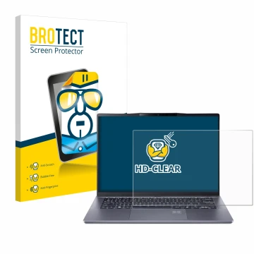 Vorderseite einer Produktverpackung mit dem Markenlogo BROTECT. Daneben ist das Gerät Acer Swift Go 14 AI mit dem zugehörigen 