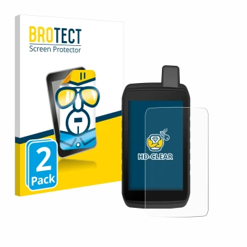 Vorderseite einer Produktverpackung mit dem Markenlogo BROTECT. Daneben ist das Gerät Garmin Montana 710 mit dem zugehörigen D