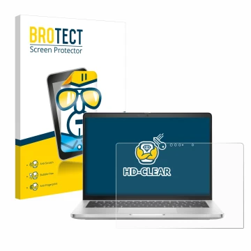 Vorderseite einer Produktverpackung mit dem Markenlogo BROTECT. Daneben ist das Gerät Dell Pro 14 Plus 2-in-1 PB14250 mit dem 