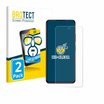 Vorderseite einer Produktverpackung mit dem Markenlogo BROTECT. Daneben ist das Gerät myPhone N23 Plus mit dem zugehörigen Dis