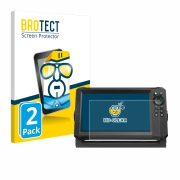 Vorderseite einer Produktverpackung mit dem Markenlogo BROTECT. Daneben ist das Gerät Lowrance Eagle 9 mit dem zugehörigen Dis