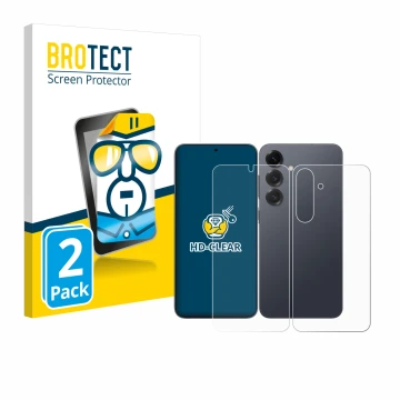 Vorderseite einer Produktverpackung mit dem Markenlogo BROTECT. Daneben ist das Gerät Samsung Galaxy S25 Plus (Display+Rücksei
