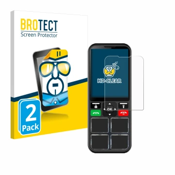 Vorderseite einer Produktverpackung mit dem Markenlogo BROTECT. Daneben ist das Gerät Geemarc CL8000 mit dem zugehörigen Displ