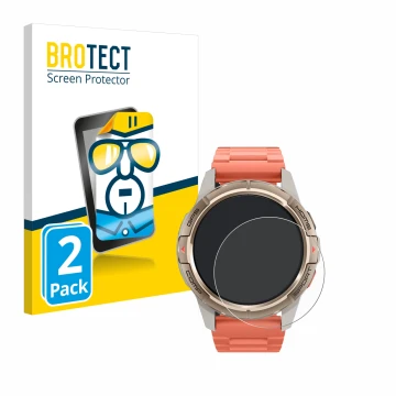 Vorderseite einer Produktverpackung mit dem Markenlogo BROTECT. Daneben ist das Gerät Xiaomi Mibro GS Active mit dem zugehörig