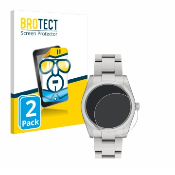 Vorderseite einer Produktverpackung mit dem Markenlogo BROTECT. Daneben ist das Gerät Rolex Oyster Perpetual 34 mit dem zugehö