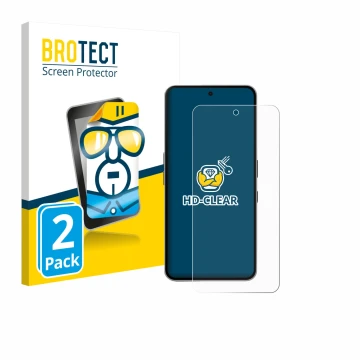 Vorderseite einer Produktverpackung mit dem Markenlogo BROTECT. Daneben ist das Gerät Nothing Phone (3a) Pro mit dem zugehörig