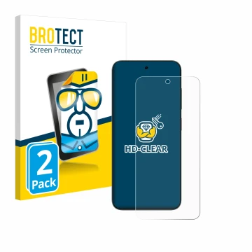 Vorderseite einer Produktverpackung mit dem Markenlogo BROTECT. Daneben ist das Gerät ZTE Blade V70 mit dem zugehörigen Displa