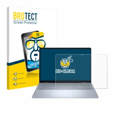 Vorderseite einer Produktverpackung mit dem Markenlogo BROTECT. Daneben ist das Gerät Dell 16 Plus-2-in-1 mit dem zugehörigen 