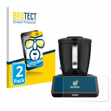 Vorderseite einer Produktverpackung mit dem Markenlogo BROTECT. Daneben ist das Gerät Vorwerk Thermomix TM7 mit dem zugehörige