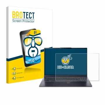 Vorderseite einer Produktverpackung mit dem Markenlogo BROTECT. Daneben ist das Gerät Acer Swift Go 16 AI mit dem zugehörigen 