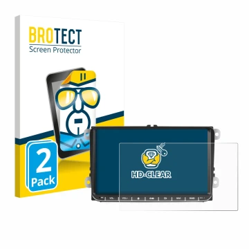 Vorderseite einer Produktverpackung mit dem Markenlogo BROTECT. Daneben ist das Gerät Essgoo AR9002 mit dem zugehörigen Displa