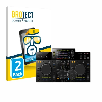 Vorderseite einer Produktverpackung mit dem Markenlogo BROTECT. Daneben ist das Gerät Pioneer XDJ -RR (Jog) mit dem zugehörige