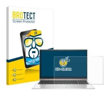 Vorderseite einer Produktverpackung mit dem Markenlogo BROTECT. Daneben ist das Gerät HP EliteBook 855 G8 mit dem zugehörigen 