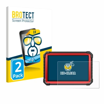 Vorderseite einer Produktverpackung mit dem Markenlogo BROTECT. Daneben ist das Gerät Launch X-431 PRO3S+ V5.0 mit dem zugehör
