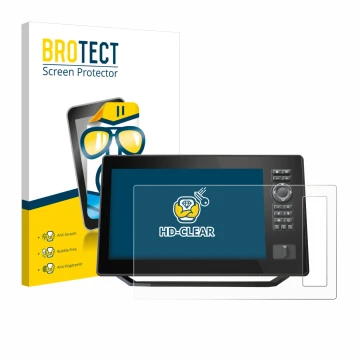 Vorderseite einer Produktverpackung mit dem Markenlogo BROTECT. Daneben ist das Gerät Humminbird Xplore 10 mit dem zugehörigen