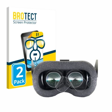 Vorderseite einer Produktverpackung mit dem Markenlogo BROTECT. Daneben ist das Gerät Valve Index VR-Headset mit dem zugehörig