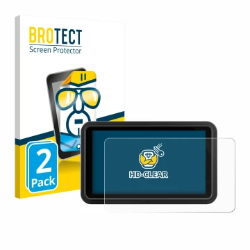 Vorderseite einer Produktverpackung mit dem Markenlogo BROTECT. Daneben ist das Gerät Atomos Shinobi Go mit dem zugehörigen Di