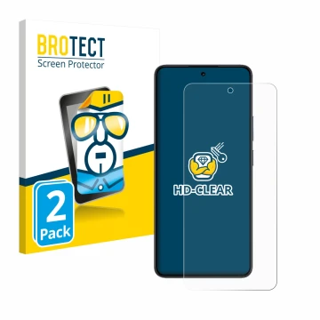 Vorderseite einer Produktverpackung mit dem Markenlogo BROTECT. Daneben ist das Gerät realme 14T mit dem zugehörigen Displaysc