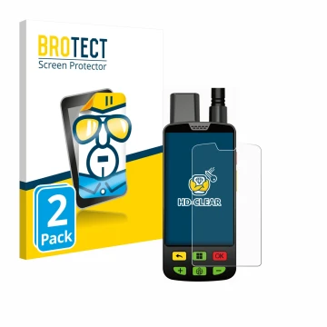 Vorderseite einer Produktverpackung mit dem Markenlogo BROTECT. Daneben ist das Gerät Aduro Locit GPS mit dem zugehörigen Disp