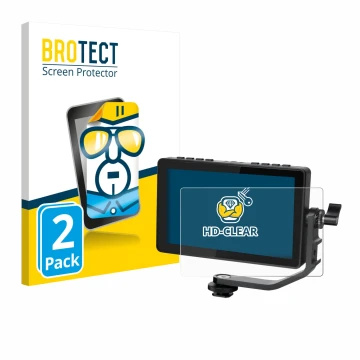 Vorderseite einer Produktverpackung mit dem Markenlogo BROTECT. Daneben ist das Gerät Feelworld F5 PROX 5,5