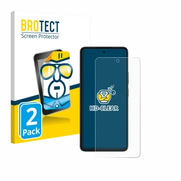 Vorderseite einer Produktverpackung mit dem Markenlogo BROTECT. Daneben ist das Gerät realme 14 mit dem zugehörigen Displaysch