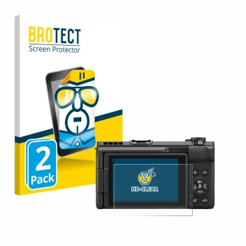 Vorderseite einer Produktverpackung mit dem Markenlogo BROTECT. Daneben ist das Gerät Canon PowerShot V1 mit dem zugehörigen D