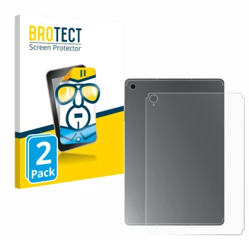 Vorderseite einer Produktverpackung mit dem Markenlogo BROTECT. Daneben ist das Gerät Samsung Galaxy Tab S10 FE+ (Rückseite) m