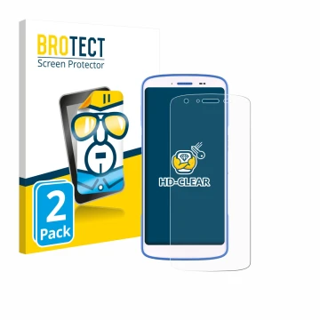 Vorderseite einer Produktverpackung mit dem Markenlogo BROTECT. Daneben ist das Gerät Zebra HC 25 mit dem zugehörigen Displays