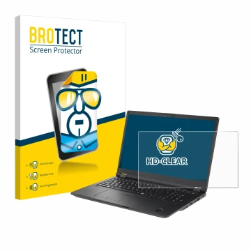 Vorderseite einer Produktverpackung mit dem Markenlogo BROTECT. Daneben ist das Gerät Fujitsu Lifebook U7511 mit dem zugehörig